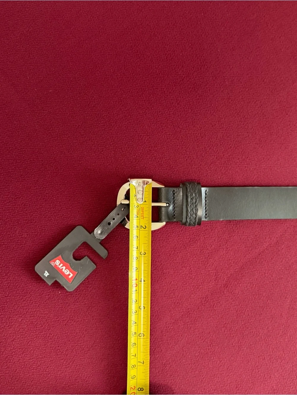 Levi's Black Leather Belt with Silver Buckle and Branded Tag
